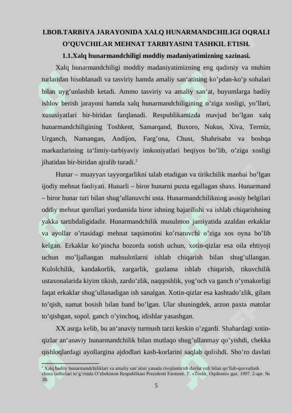 Ta’lim jarayonida milliy xalq hunarmandchiligi to’garaklarini tashkil etish usullari 5
