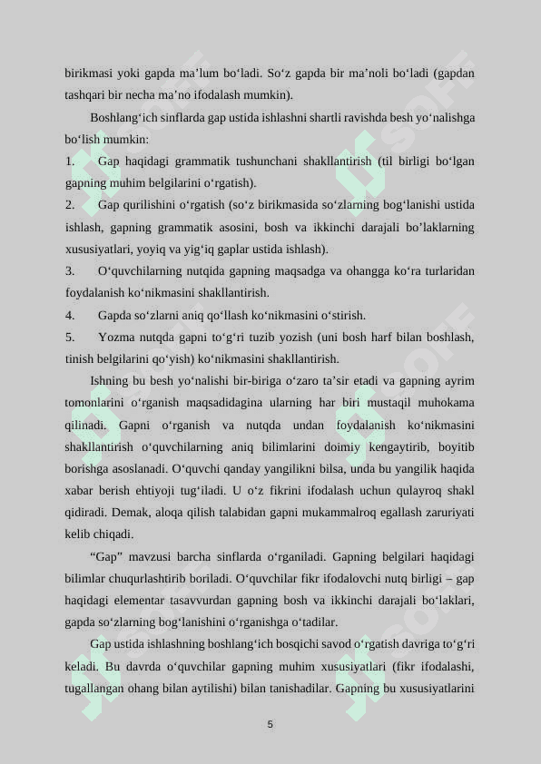 Savod o’rgatish davrida gap ustida ishlash 6