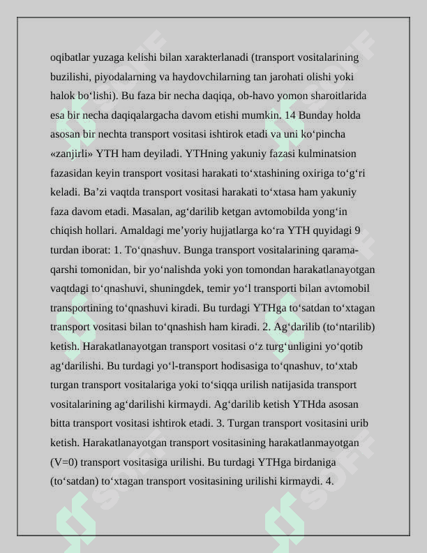 Yo’l-transport hodisalarining tarifi, turlari va ularning miqdori haqidagi malumotlar 3