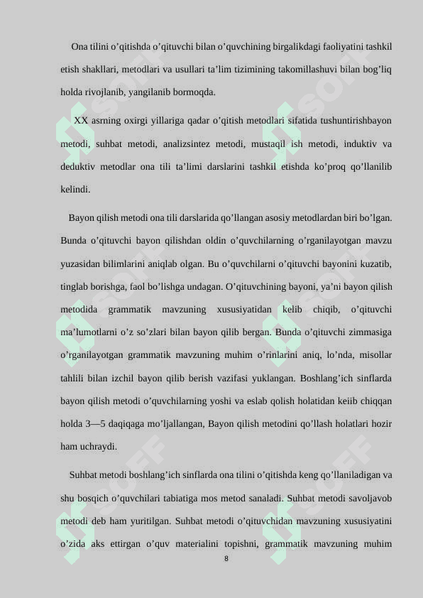 BOSHLANG`ICH SINFLARDA TA’LIMIY DIKTANT VA UNI TASHKIL ETISH 8
