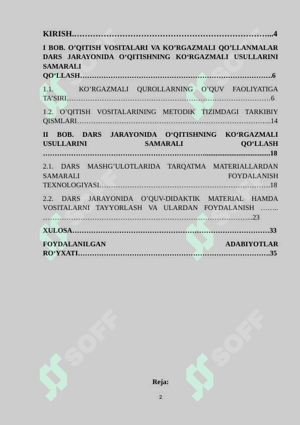 O’QISH DARSLARIDA KO’RGAZMALI VOSITALARDAN FOYDALANISH 2