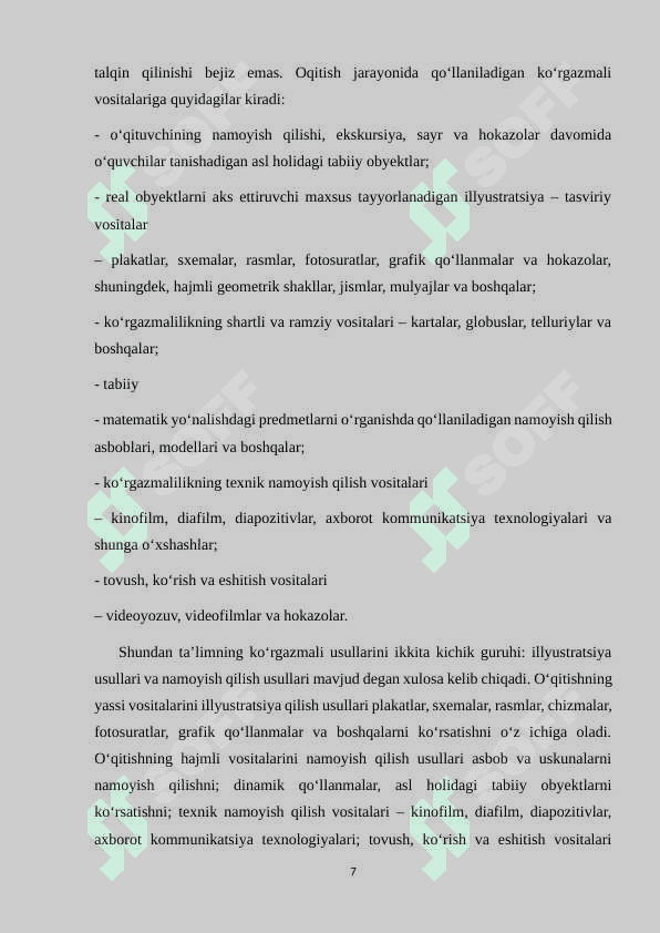 O’QISH DARSLARIDA KO’RGAZMALI VOSITALARDAN FOYDALANISH 7
