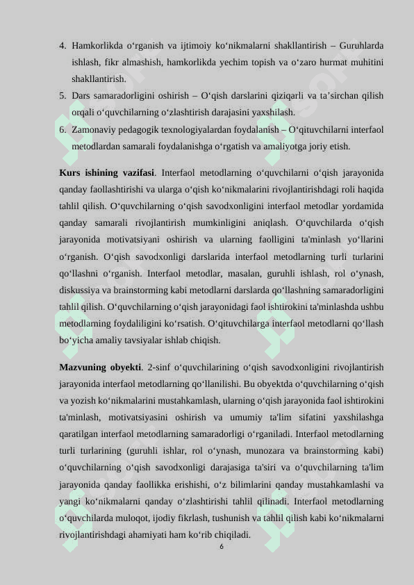 2-sinf o’qish savodxonligi darslarida interfaol metodlardan foydalanish 6