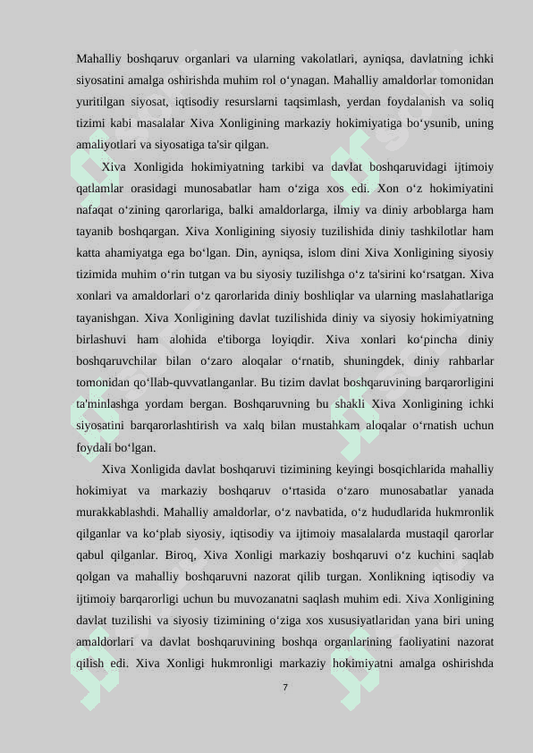 XIVA XONLIGIDA MARKAZIY VA MAHALLIY BOSHQARUV TIZIMI 7