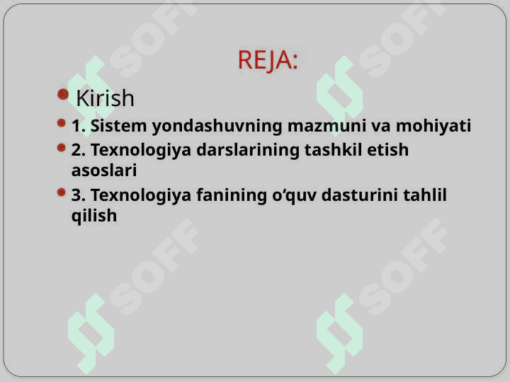 Texnologiya darslarining tashkil etishdan isten yondashuvning mazmuni o'quv dasturining tahlili  m 2