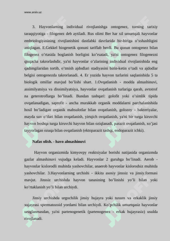hayvon-organizmlarining-tuzilish-xususiyatlari-evolyutsiya-nazariyasi-antogenez-va-filogenez-hayvonlarning-klassifikatsiyasi 3