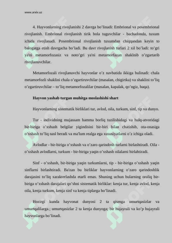 hayvon-organizmlarining-tuzilish-xususiyatlari-evolyutsiya-nazariyasi-antogenez-va-filogenez-hayvonlarning-klassifikatsiyasi 4