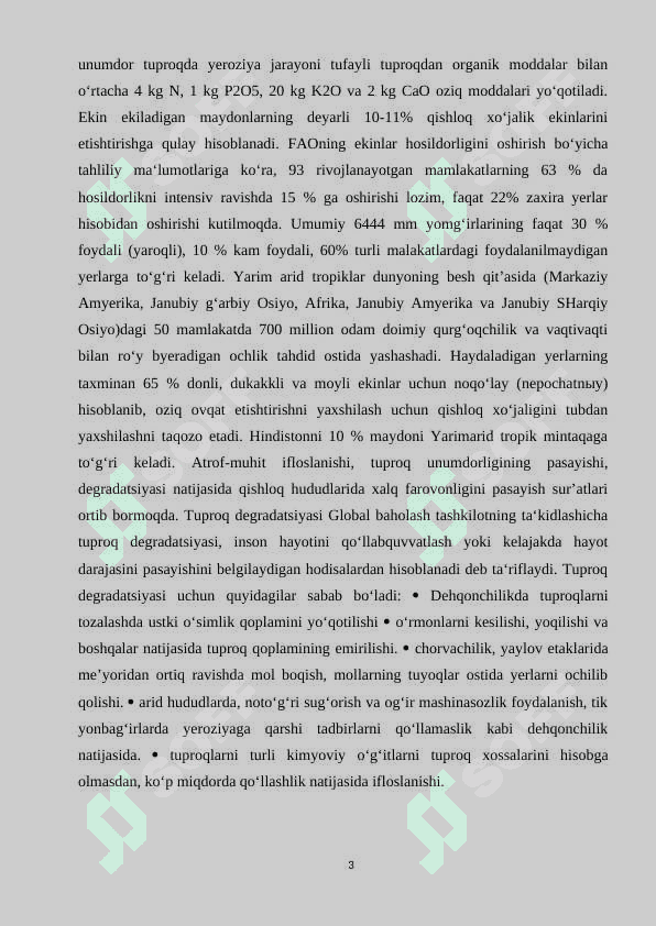 Tuproq unumdorligi 3