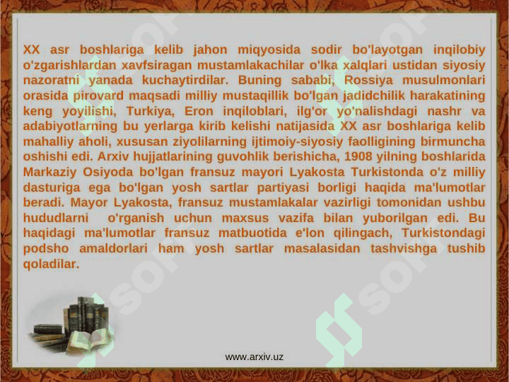 Jadid ma`rifatparvarlarining o`lka  ijtimoiy-ma`naviy hayotida tutgan o`rni (Munavvar Qori, Fitrat, Behbudiy, Avloniy va boshqa) 4