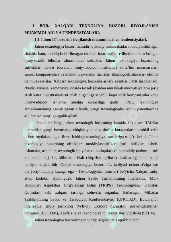 XALQARI TEXNOLOGIYA BOZORI RIVOJLANISH MUAMMOLARI 5