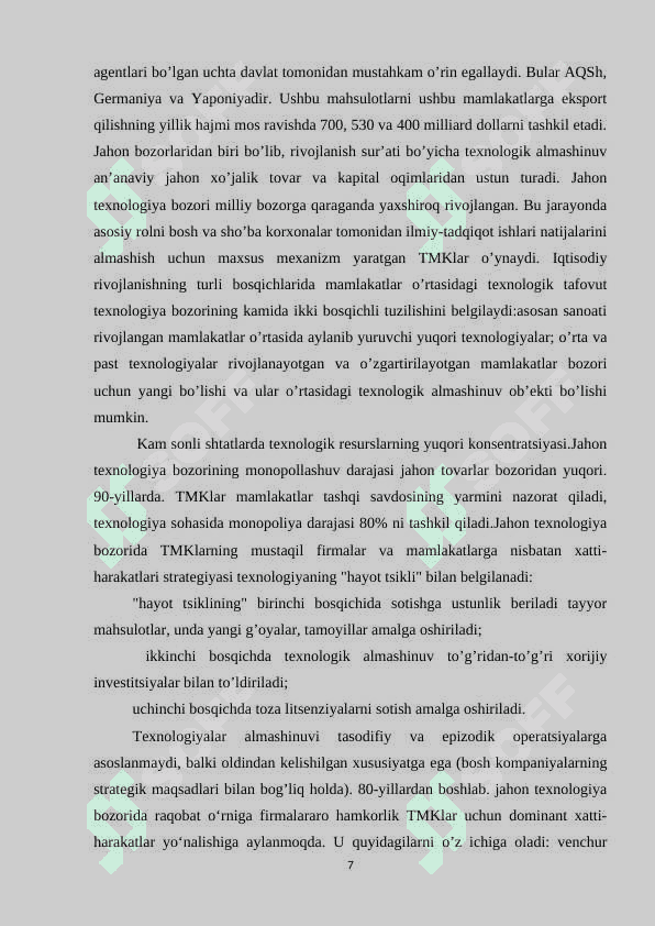 XALQARI TEXNOLOGIYA BOZORI RIVOJLANISH MUAMMOLARI 7