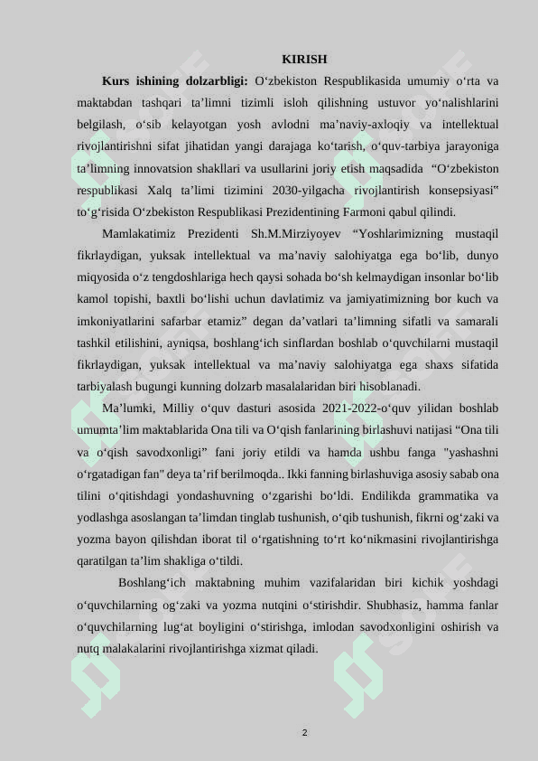 BOSHLANG‘ICH SINFLARDA “SIFAT” MAVZUSINI O‘RGATISH METODIKASI 2