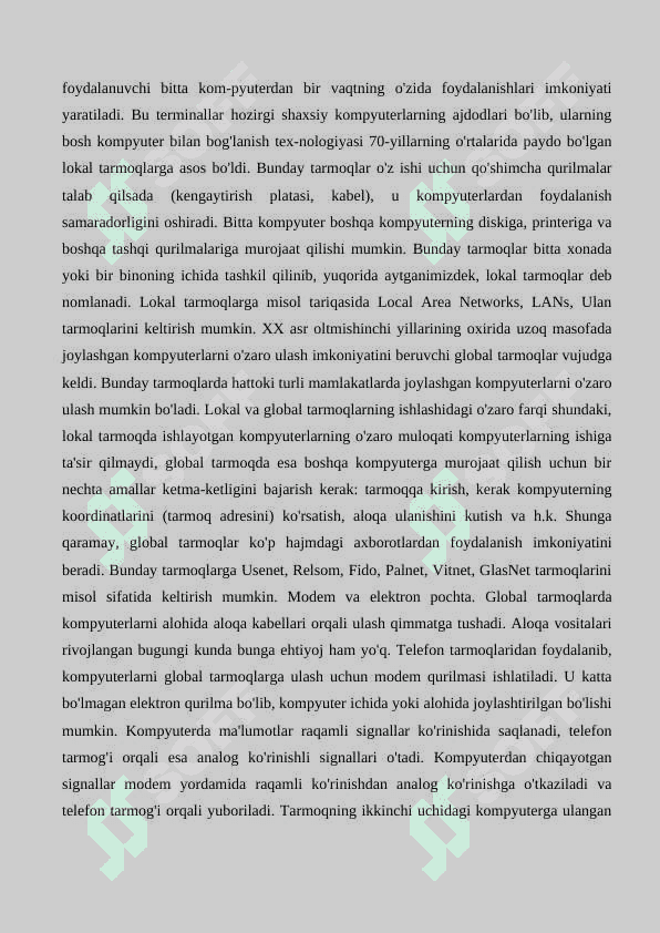 Tarmoq kompanentlari tarmoq arxitekturasi. Monitoring tarmogʻi 2