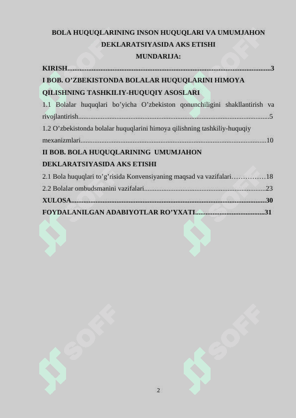 Bola huquqlarining inson huquqlari va umumjahon deklaratsiyasida aks etishi 2
