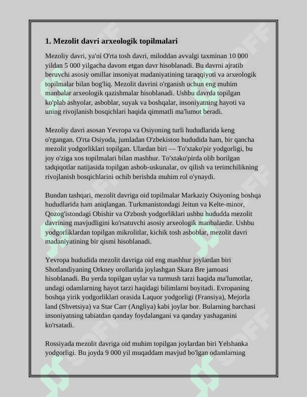 MEZOLIT-NEOLIT DAVRI LOKAL MADANIYATLARI 2