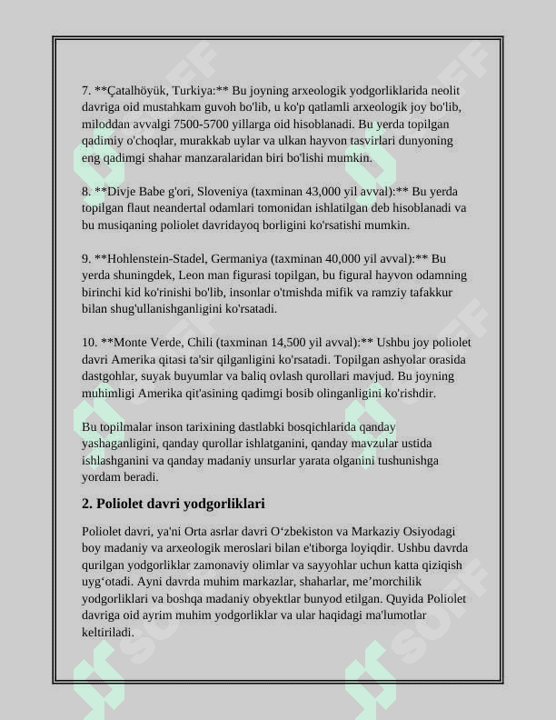 POLIOLET DAVRI ARXEOLOGIYASI 3