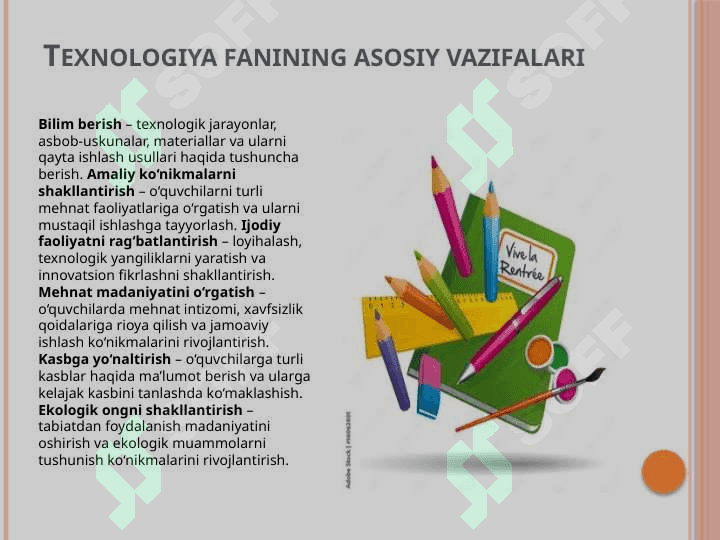 Texnologiya va uni o'qitish metodikasining nazariy va amaliy asoslari. 20test va 30 glossary 8