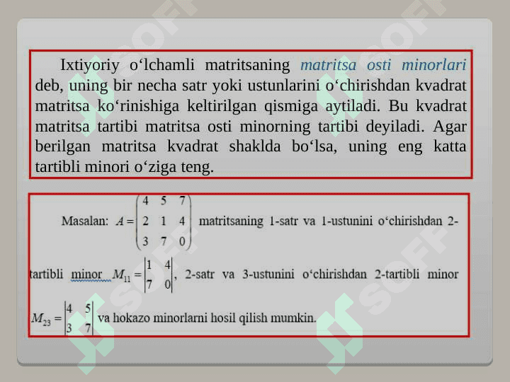 Matritsa rangi. Teskari matritsa. 2