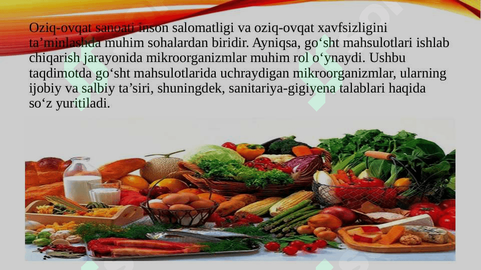 Oziq-ovqat sanoatida (Gōsht mahsulotlari ishlab chiqarishda mikroarganizimlarning ōrni 2