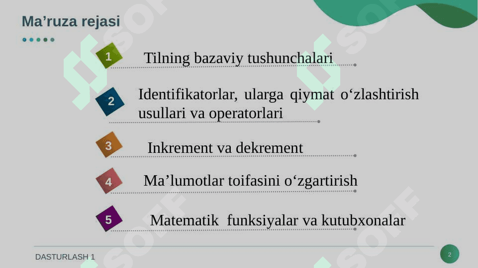 ALGORITMLASH VA DASTURLASHNING ASOSIY TUSHUNCHALARI 2