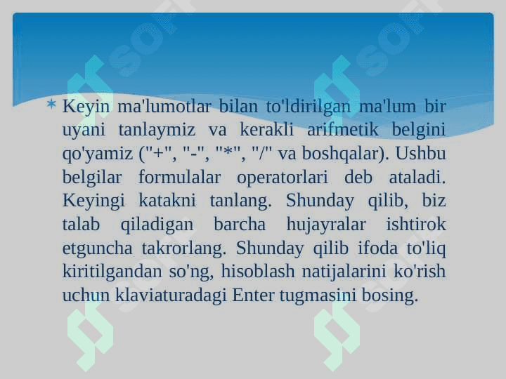Microsoft Excel-da formulalar yaratish 5