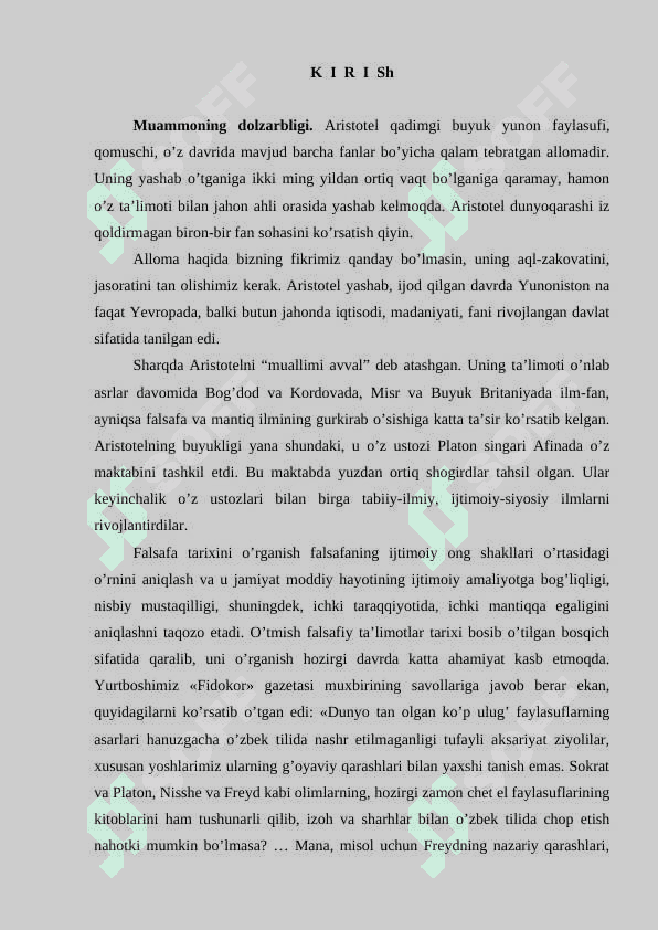 Aristotelning borliq haqidagi ta’limotining sharqqa tarqalishi 2