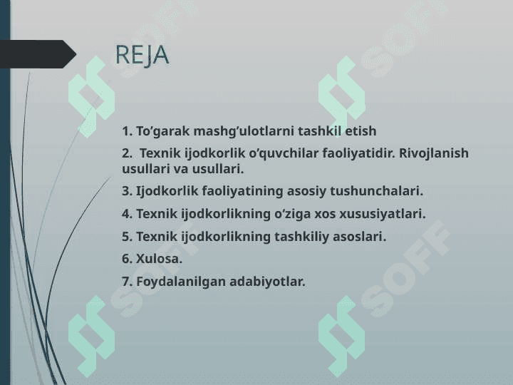 TEXNIK IJODKORLIK TO'GARAKLARI FAOLYATINING MAZMUNI, TASHKILIY ASOSLARI 2