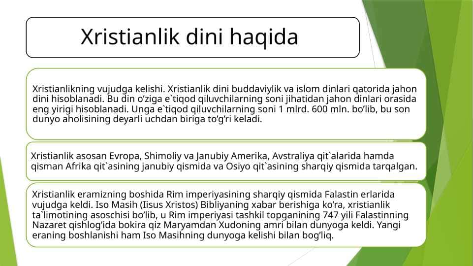 Xristianlik dini haqida