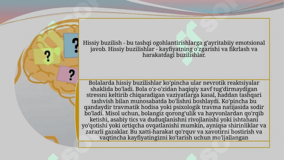 Hissiy buzilishlar va xulq-atvor buzilishlarining turlari. Duduqlanishni bilingvizmga ega shaxslardagi tutilishlaridan farqlash 2