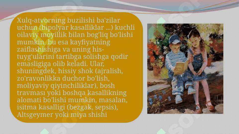 Hissiy buzilishlar va xulq-atvor buzilishlarining turlari. Duduqlanishni bilingvizmga ega shaxslardagi tutilishlaridan farqlash 4