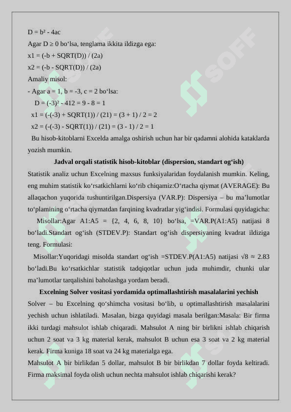 Excel dasturida iqtisodiy masalalarni yechish. Excel dasturida matemtik masalalarni yechish. Progressiya. Saralash amali. 8