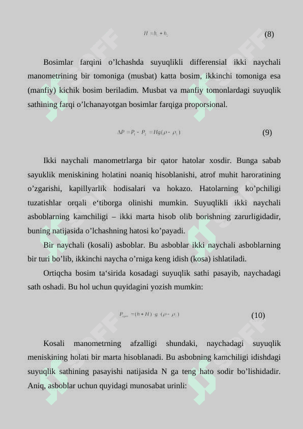 Bosim o’lchash asboblari. 6