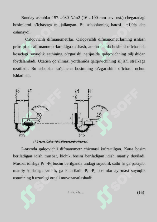 Bosim o’lchash asboblari. 8