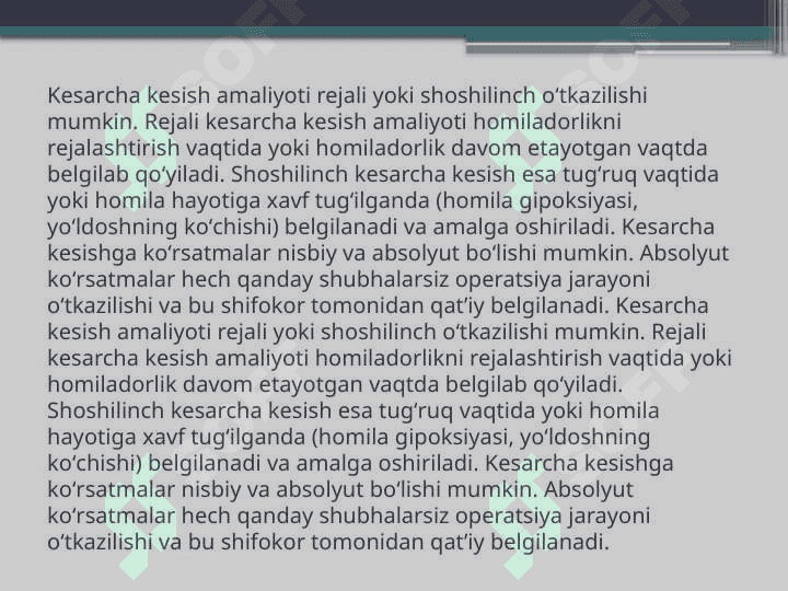 Kesarcha kesish 3