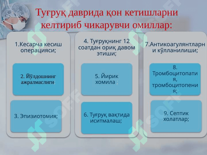 Хомиладорлик даврида  қон кетишларнинг сабаблари: 2