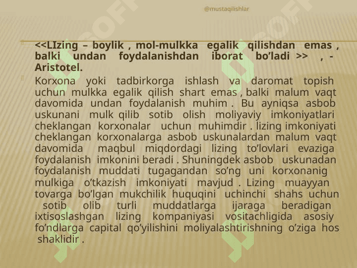 Lizing  munosabatlari  va  ularni  rivojlantirish istiqbollari 6