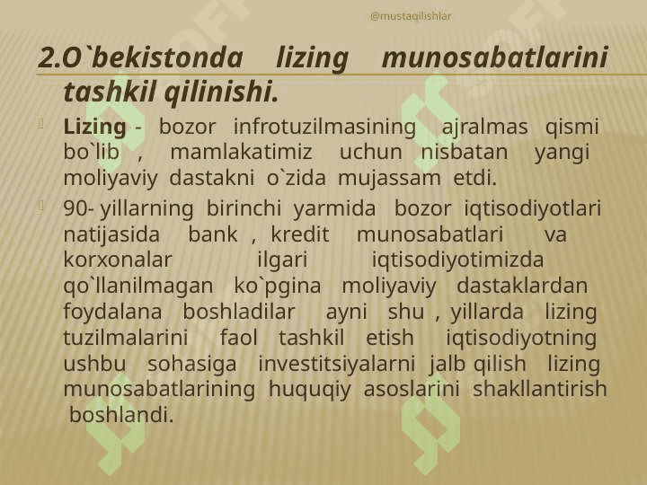 Lizing  munosabatlari  va  ularni  rivojlantirish istiqbollari 7