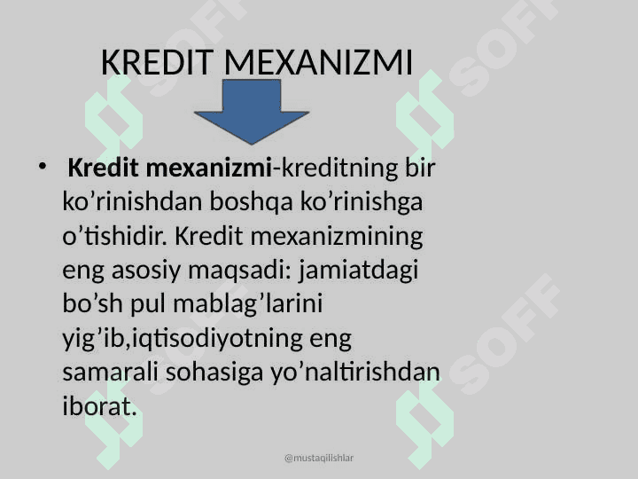 KREDIT MEXANIZMI VA UNING RIVOJLANISH BOSQICHLARI. 2