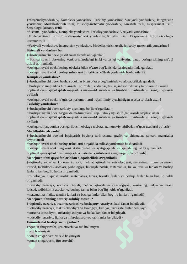 Menejment yakuniy test savollari va javoblari 2