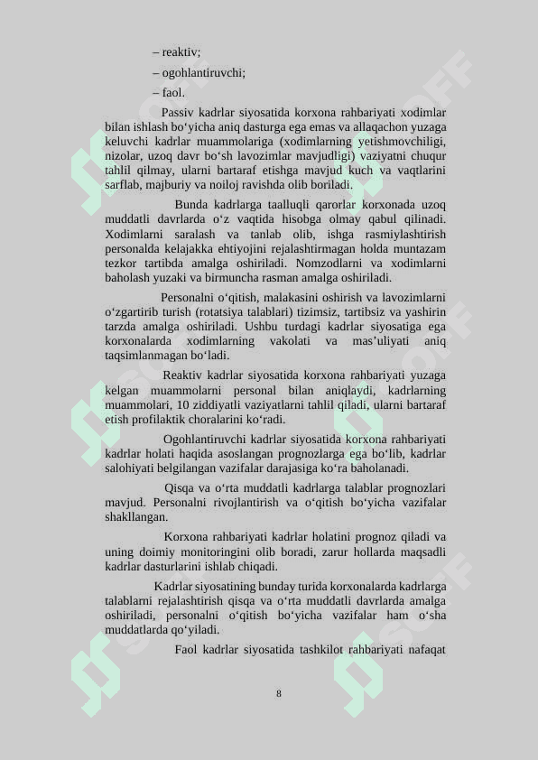 Bozor munosabatlari sharoitida korxonaning xodimlar siyosati 8