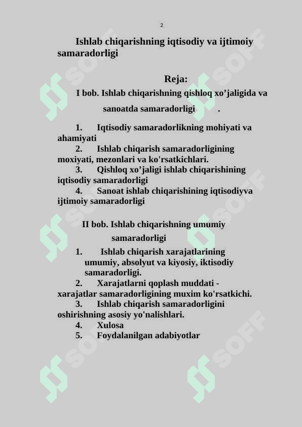 Ishlab chiqarishning iqtisodiy samaradorligi 2
