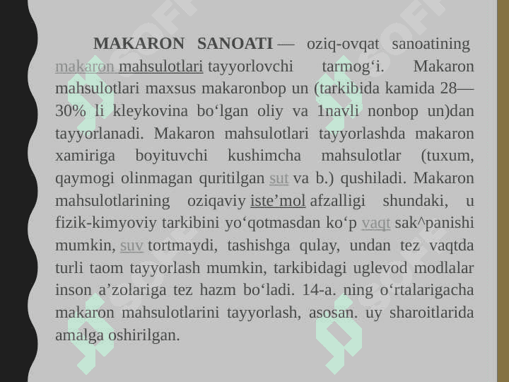 Makaron mahsulotlari ishlab chiqarish sanoati korxonalari 4