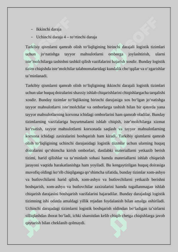 Logistik operatriyalarni rejalashtirish 6
