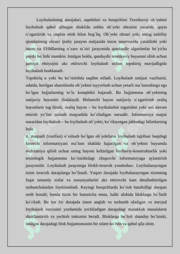 Loyihalash jarayonlari 2