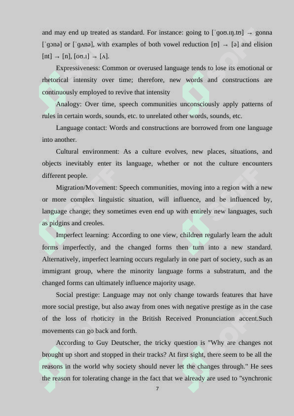 LEXICAL AND GRAMMATICAL CHANGES 7