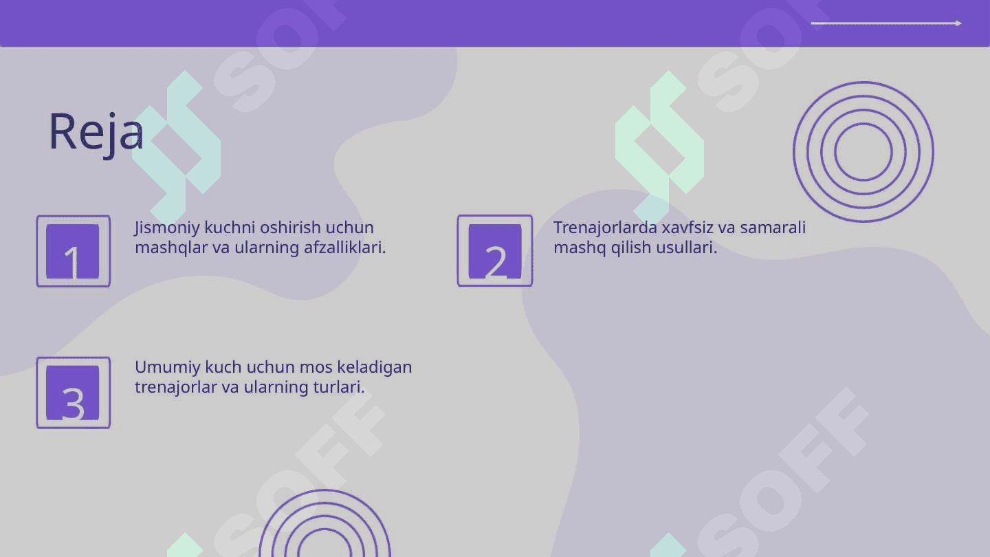 Trenajorlarda (umumiy kuch) jismoniy sifatini rivojlantirish 2