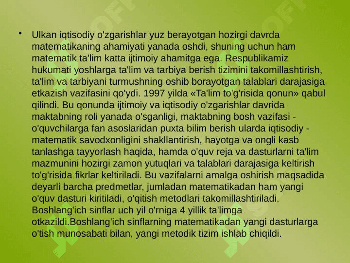 Matematikadan ilg'or o'qituvchilar ishlarini ommalashtirish metodikasi (1-4-sinf) 3