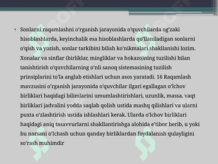 Boshlangʻich  sinflarda matematikadan labaratoriya ishlari va ularni tashkil qilish metodikasi (3 sinf misolida). 6