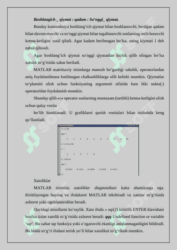 Matlab dasturining imkoniyatlari. 3