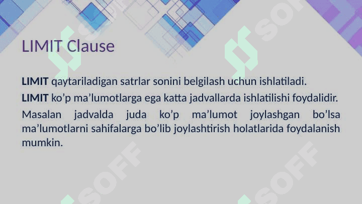 Ma’lumotlarni chiqarish holatlari bilan ishlash 2